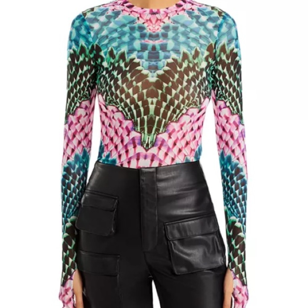 AFRM - Small - Kaylee Printed Mesh Long Sleeve Top